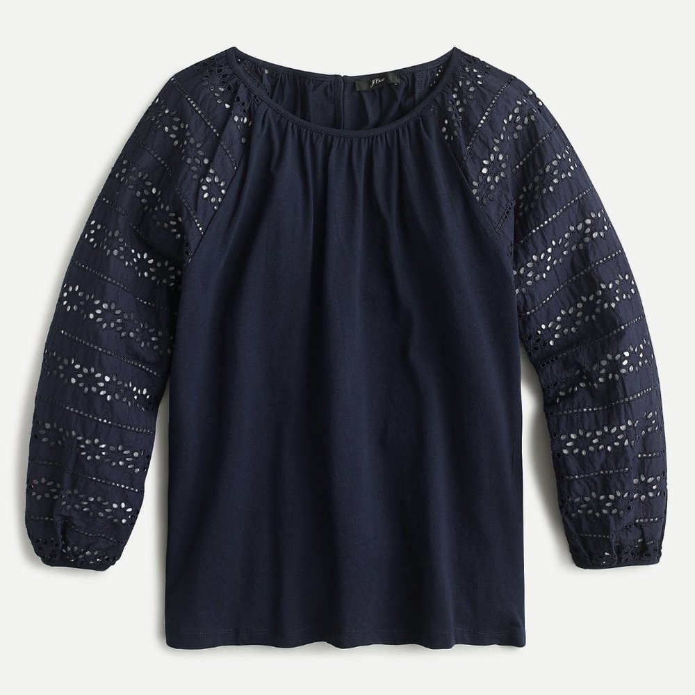 J. Crew long sleeve eyelet top
